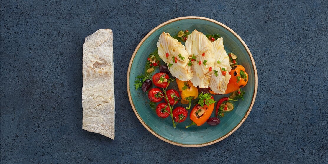 Bacalao salado noruego con pimientos