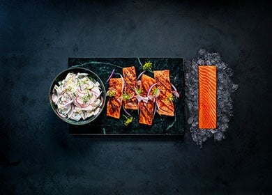 Trucha del Fiordo de Noruega a la parrilla con especias