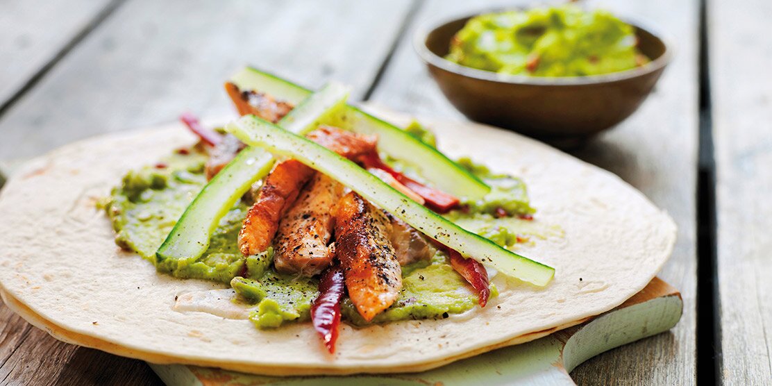 Tacos de Salmón Noruego fresco con guacamole
